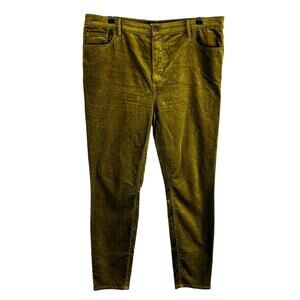 Loft Womans Sz 16 Cords Corduroy Pants High Rise Skinny Stretch Green